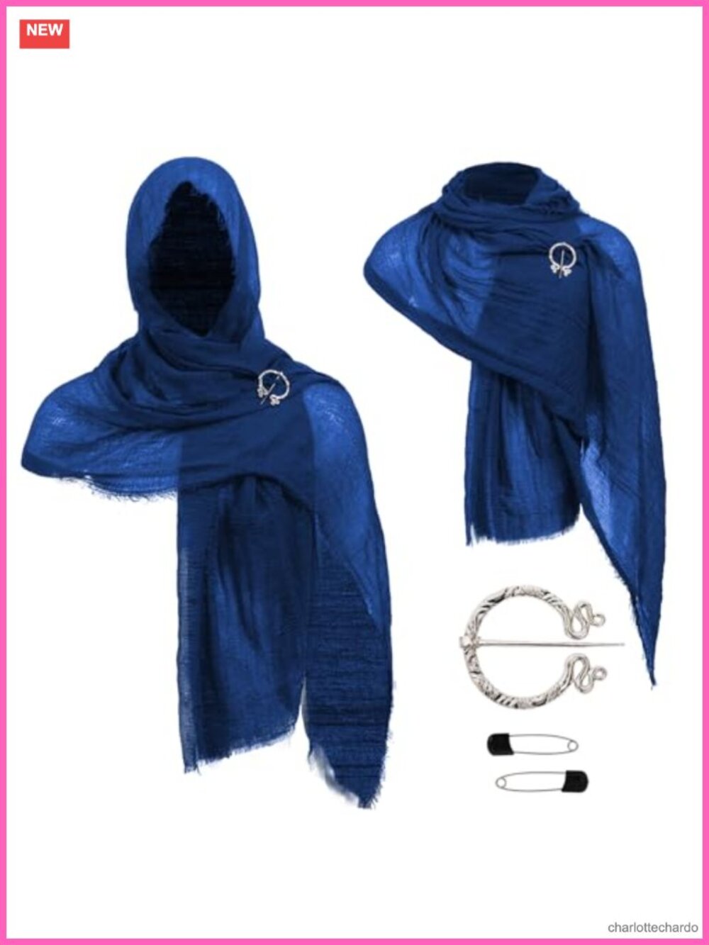 Medieval Hooded Shawl Cowl Cloak Cape Cotton Viking Wizard Costume Adult Unisex